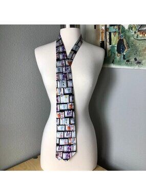 Giorgio Passigatti Moda Italiana Silk Necktie Purple Silver Travel Currencies